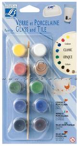 Set 10 culori pentru ceramica si vitraliu + pensula
