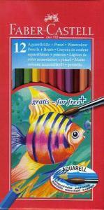 Set 12 creioane colorate de acuarela + pensula