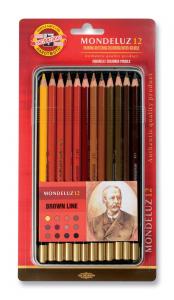 Set 12 creioane de acuarela Mondeluz Brown Line