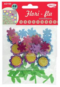 Set Flori si frunze autoadezive cu glitter si standard AD155