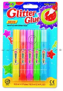 Set 5 tuburi lipici cu glitter Neon