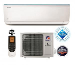 Aer conditionat Gree Bora A4 GWH09AAB-K3DNA4A 9000 BTU Inverter, A++, Control WiFi, Filtru Catechin, I Feel, Afisaj Ceas