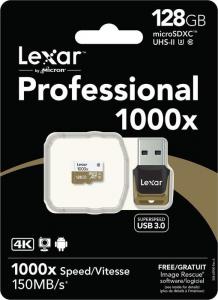 Card microSDXC Lexar microSDXC 1000x UHS-II 128GB + Card Reader USB 3.0