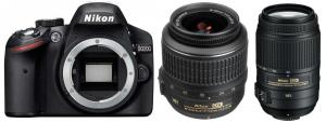 Nikon D3200 24 MP Negru Kit + 18-55 VR II + 55-300 VR