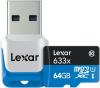 Card microsdxc lexar 633x uhs-i 64gb + cititor usb