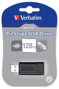 Stick USB 2.0 Verbatim PinStripe 128GB Negru