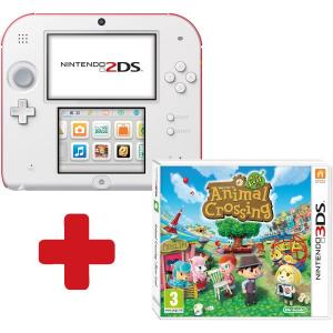 Consola Nintendo 2DS Alb - Rosu + Joc Animal Crossing