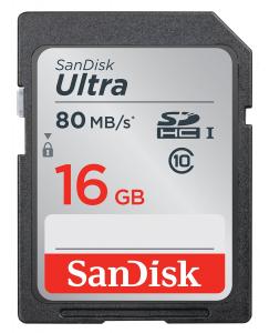 Card SDHC SanDisk Ultra 16GB 80Mb UHS-I U1 Class 10