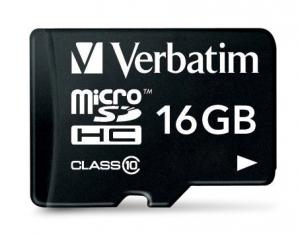 Card microSDHC + adaptor SD Verbatim 16GB Class 10