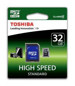 Card microSDHC + adaptor SD Toshiba 32GB Class 4