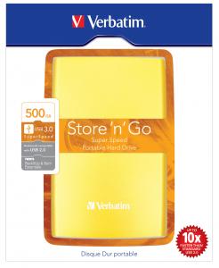 HDD Extern Verbatim Store'n'Go 500 GB, USB 3.0, Galben
