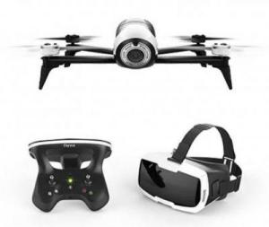 Drona Parrot Bebop 2 FPV  + 2 telecomenzi  SkyController + ochelari Cockpit Glasses VR, negru-alb