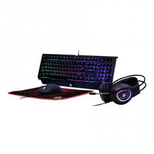 Set gaming tastatura, mouse, casti si mousepad Gembird GGS-UMGL4-01-DE, cu cablu, iluminat RGB, RU layout