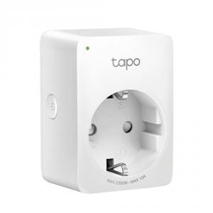 Priza inteligenta TP-Link Mini Tapo P100, Wi-Fi, control vocal, 10A, compatibil Android/iOS, 220-240V, Alb