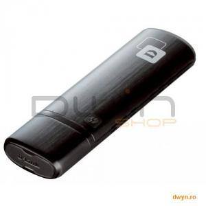 D-Link, Adaptor Wireless AC1200, 866Mbps 5GHz + 300Mbps 2.4GHz, USB 3.0, Dual Band, USB cradle, rev.