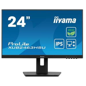 Monitor IPS LED Iiyama 23.8" XUB2463HSU-B1, Full HD (1920 x 1080), HDMI, DisplayPort, Pivot, Boxe, 100 Hz, 3 ms, Negru