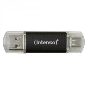 Memorie USB Pendrive  Intenso Twist Line 128 GB, stick USB (antracit/transparent, USB-A 3.2 Gen 1, USB-C