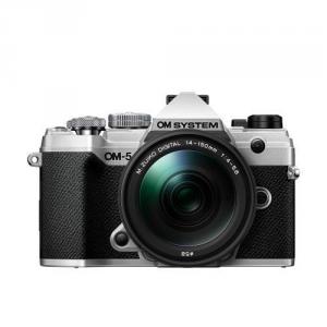 Aparat Foto Mirrorless, sistem OM-5 20.4MP, 4K Argintiu, Kit cu Obiectiv M.Zuiko Digital 14-150mm F4-5.6 II Negru