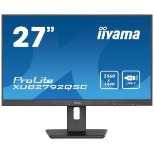 Monitor IPS LED iiyama PROLITE 27" XUB2792QSC-B5, QHD (2560 x 1440), HDMI, DisplayPort, AMD FreeSync, Pivot, Boxe, Negru