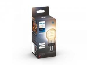 Bec LED inteligent vintage Philips Hue Filament, Bluetooth, Zigbee, A60, E27, 7W (40W), 550 lm, lumina alba (2200-4500K)