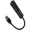 Hub USB AXAGON HMA-GL3A, 3.2 Gen 1 cu 3 porturi USB-A si placa retea Gigabit, cablu 20 cm, Negru