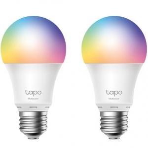 Pachet 2 becuri LED RGB inteligente TP-Link Tapo L530E, Wi-Fi, E27, 8.7W (60W), 806 lm, lumina colorata, control vocal, compatibil Amazon Alexa si Google Assistant