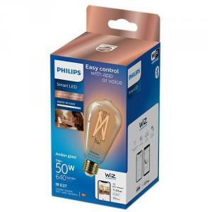 Bec LED inteligent vintage Philips filament chihlimbariu, Wi-Fi, Bluetooth, ST64, E27, 7W (50W)