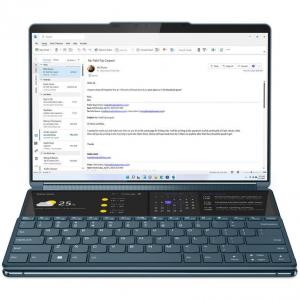 Laptop Lenovo Yoga Book 9 13IRU8, Intel Core i7-1355U, 2 x 13.3 inch 2.8K Touch, 16GB RAM, 1TB SSD, Windows 11 Home, Albastru
