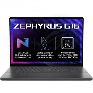 Laptop Gaming Asus ROG Zephyrus G16 OLED, Intel Core Ultra 9-185H, 16" WQXGA, 32GB RAM, SSD 1TB, GeForce RTX 4080 12GB, Fara OS