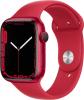 Smartwatch Apple Watch S7 GPS, Retina LTPO OLED, Bluetooth, Wi-Fi, Bratara Silicon 45mm, Carcasa Aluminiu, Rezistent la apa, Rosu