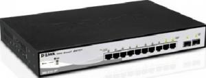 D-Link, Smart Switch 8 porturi 10/100/1000 Gigabit PoE, 2 porturi combo, Smart, Switching capacity 2