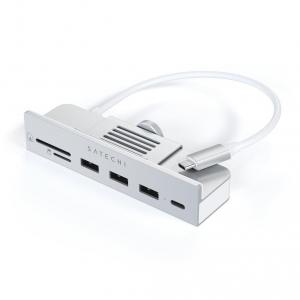Hub tip clema USB-C Satechi pentru iMac 24inch 2021 / 1x USB-C pana la 5 Gbps,3x USB-A 3.0 pana la 5 Gbps, Micro/SD, Argintiu
