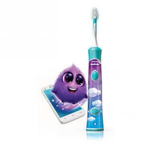 Philips Periuta de dinti Philips Sonicare Kids HX6322/04, Bluetooth, 2 moduri, 2 capete de periere, Numar de miscari/minut 62000, Alb/Albastru