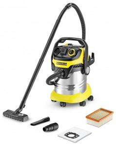 Aspirator multifunctional Karcher WD 5 P Premium, 1100 W, Aspirare umeda si uscata, 25 l, Sac filtru din pasla, Functie de suflare, Galben/Negru