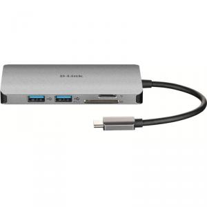 D-LINK 6-in-1 USB-C Hub with HDMI DUB-M610 Hub extern, USB-C la 2X USB3.0, HDMI, USB C, Dual-Slot SD/microSD Card Reader