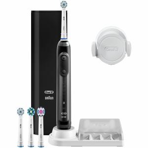 Periuta de dinti electrica Oral-B Genius 10000, Smartring, 6 programe, 4 capete, Bluetooth, Li-ion, Trusa de calatorie, Negru