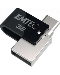 Unitate flash USB Emtec T260C 32 GB USB Type-A / USB Type-C 3.2 Gen 1 (3.1 Gen 1) Negru, otel inoxidabil
