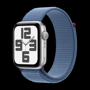 Smartwatch Apple Watch SE (2023) GPS, Retina LTPO OLED Capacitive touchscreen 1.57", Bluetooth, Wi-Fi, Bratara Sport Loop, Carcasa Aluminiu 44mm, Rezistent la apa, Albastru deschis