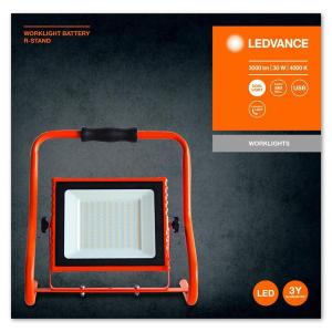 Proiector LED portabil (lampa de lucru) Ledvance Worklight R-Stand, 30W, 5V, 2400 lm, lumina neutra (4000K), IP44/IK05, baterie reincarcabila prin cablu USB -8h, autonomie ~4h
