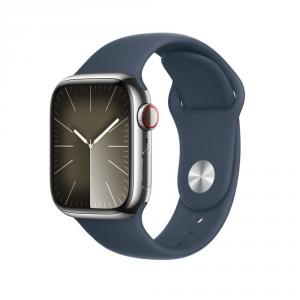 SmartWatch Apple Watch S9, Cellular, 45mm Carcasa Stainless Steel Silver, Storm Blue Sport Band - M/L