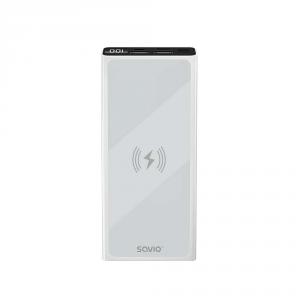 Baterie externa Savio BA-06 Power bank QI, 10000 mAh, Quick Charge, Power Delivery, 15W, 3A, display led, incarcare wireless, Alb