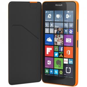 Husa tip "Flip Shell", Lumia 640 XL, 2 buzunare interioare pentru carti de credit, finisaj mat, inlocuieste capacul spate, Orange