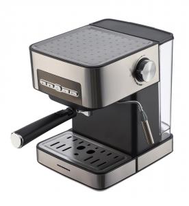 Espressor semi-automat Heinner HEM-B2016SA, 20 bar, 850W, 20 bar, rezervor apa detasabil 1.6l, optiuni presetate pentru espresso lung/scurt, filtru din inox, plita pentru mentinere cafea calda, decoaratii inox