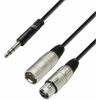 Adam Hall Cables K3 YVMF 0100 - Audio Cable 6.3 mm Jack Stereo to XLR Male + XLR Female, 1 m