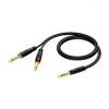 Ref721 - 6.3 mm jack male stereo to 2 x 6.3 mm jack male - 1.5 meter -