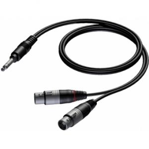 CAB734/1.5 - 6.3 mm Jack male stereo - 2 x XLR female - 1,5 meter