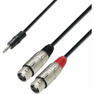 Adam Hall Cables K3 YWFF 0300 - Audio Cable 3.5 mm Jack Stereo to 2 x XLR Female, 3 m