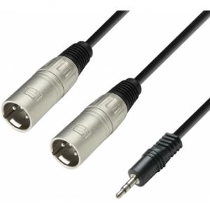 Adam Hall Cables K3 YWMM 0300 - Audio Cable 3.5 mm Jack stereo to 2 x XLR male 3 m