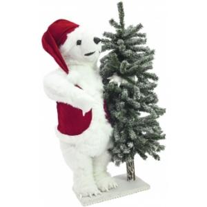 EUROPALMS Polar bear, with snowy fir, 105cm