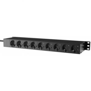 PSR529G/B - 19&quot; power distribution - 9 x German sockets - Light/USB/Fuse/Surge/Display - Black version